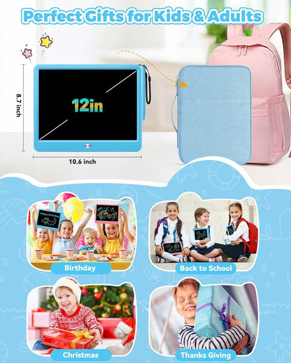 KOKODI 15 Inch LCD Writing Tablet with Anti-Lost Stylus, Erasable Doodle Board Colorful Toddler Drawing Pad, Car Travel School Games Toys for 3 4 5 6 7 8 Kids, Birthday Gift for Girls Boys Blue
