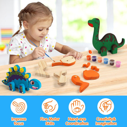Mocoosy Wooden Robot Painting Art and Craft Kit for Kids Ages 3-5, Build & Decorate Your Own Robots with Paint & Stickers, Wood Robot STEM Game Montessoi Educational Toy Gift for Boys Girls 4-8 Years