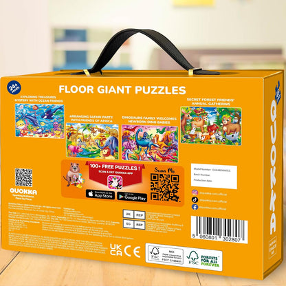 QUOKKA Giant Floor Puzzle for Kids Ages 4-6 – 2x3 Feet Extra-Thick 48 Pieces Toddler Puzzle Ages 3-5 – Construction Educational Activity for Boys Girls – Premium Box with Sturdy Handle & Magnetic