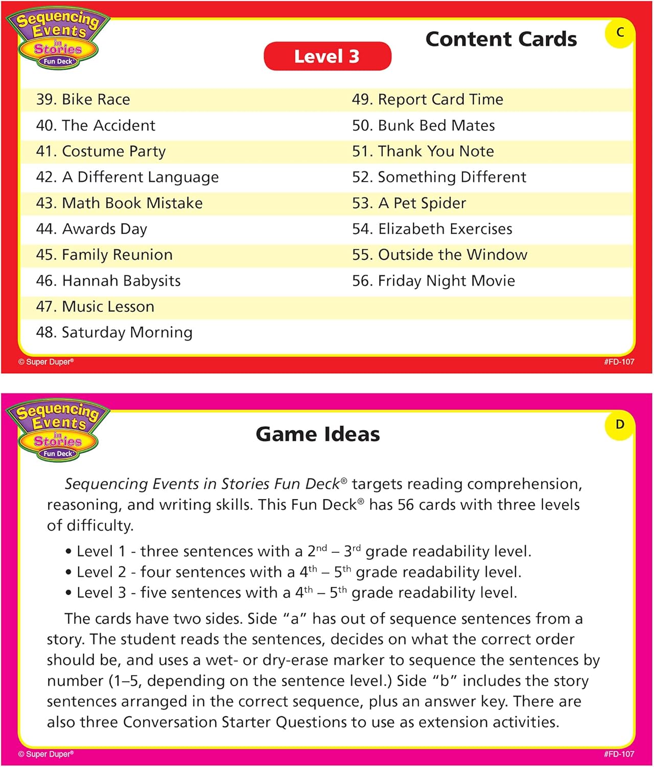 Super Duper Publications | Sequencing Events in Stories Fun Deck Flash Cards | Educational Learning Resource for Children