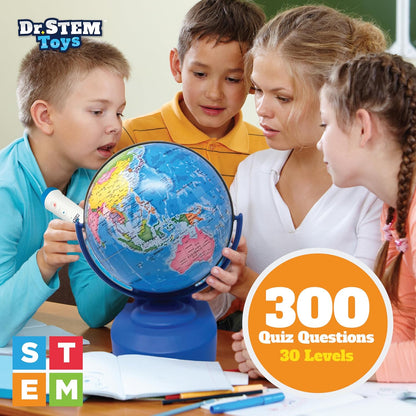 Dr. STEM Toys Interactive Talking Globe with Smart Pen, Game Panel, 300+ Geographic Quiz Questions, Touch & Learn, Music, and More - Educational Toy for Kids Ages 6+