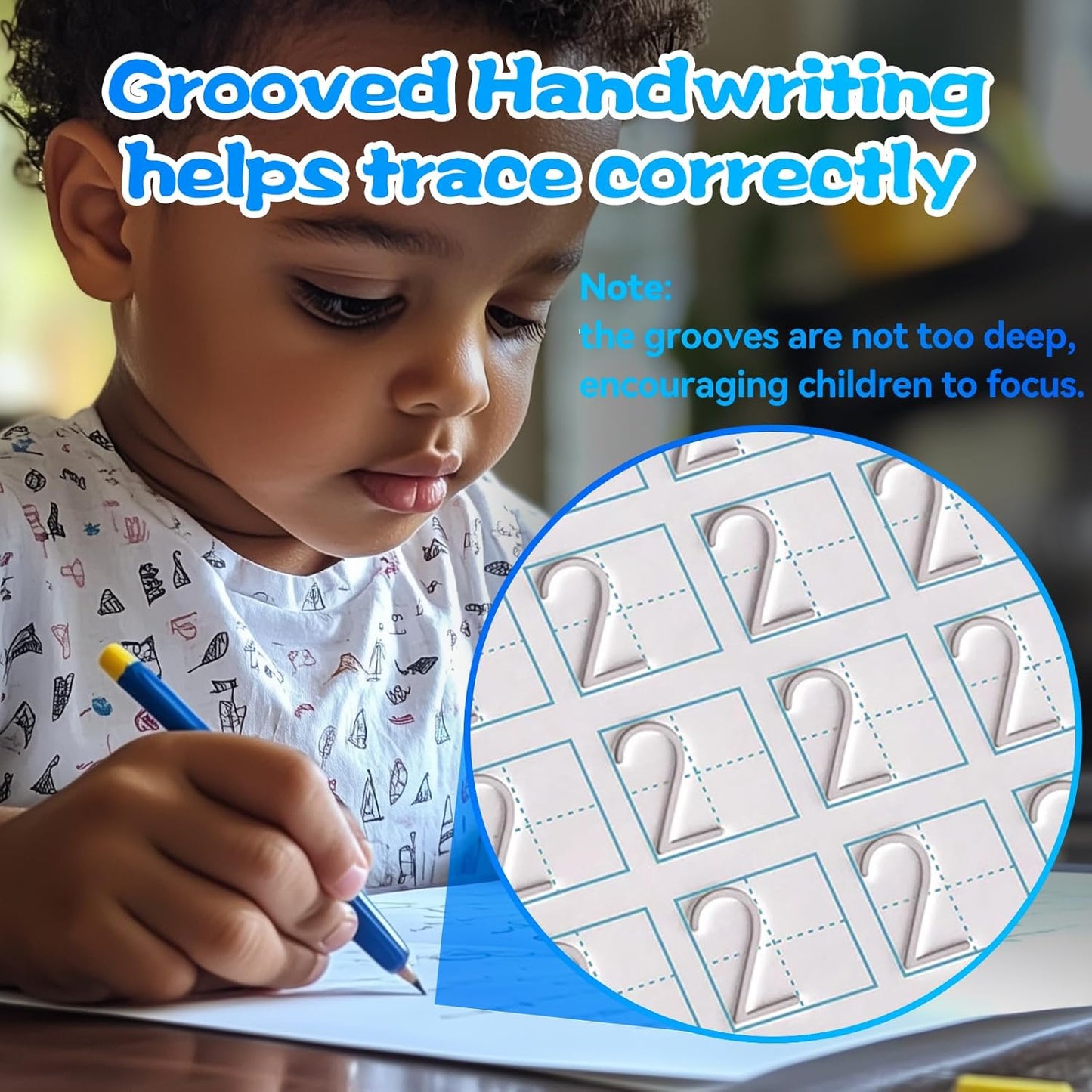 4 Magic Grooved Writing Practice for Kids - English Pre K Tracing Practice Book, Reusable Preschool Handwriting Workbooks Without Tears, 4-Theme Copybooks with Pen Refill for Age 3-10 (English, Small)