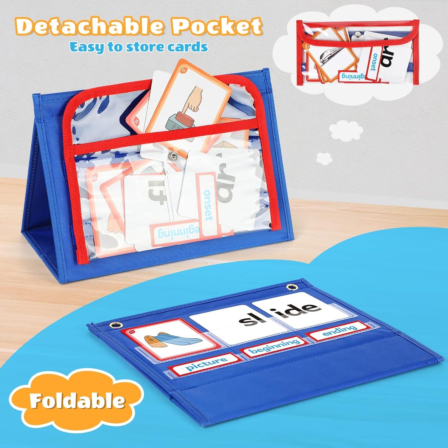 Torlam Blends & Digraphs Pocket Chart, Onset Rime Phonics Games Sight Word Flash Cards, Educational Spelling Reading Learning Blending Board, Elementary Kindergarten Classroom Teachers Must Haves
