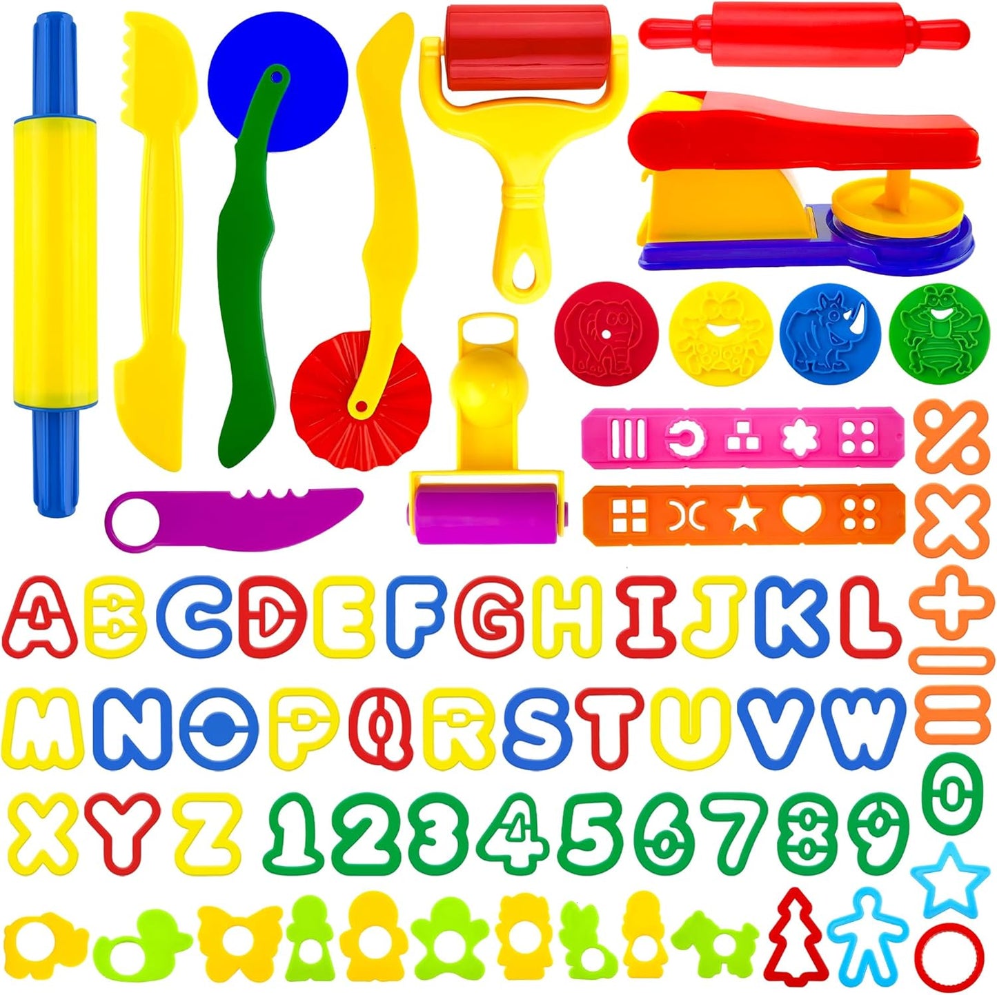 Dough Tools for Kids,9-Piece Kids Clay and Dough Tool Kit– Includes Roller, Rolling Pins, Cutting Tools, Safe Scissors & Plastic Knife for Fun DIY Craft Activities