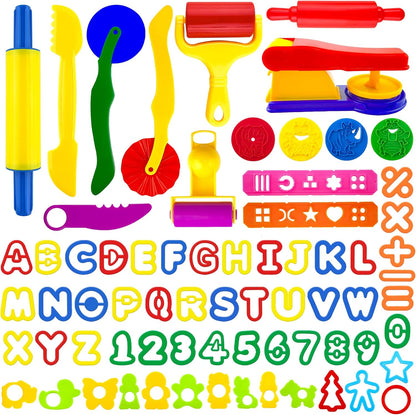 Dough Tools for Kids,9-Piece Kids Clay and Dough Tool Kit– Includes Roller, Rolling Pins, Cutting Tools, Safe Scissors & Plastic Knife for Fun DIY Craft Activities