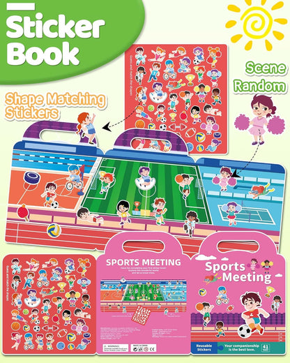 Benresive Reusable Sticker Books for Toddlers, Fun Travel Stickers for Kids, Toddler Sticker Book, Crafts Activities for Toddlers, 3 and Up Birthady Gifts - Vehicle