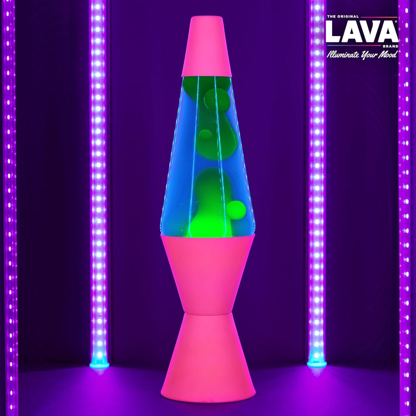 The Original Lava® Lamp - 14.5" Techno Chrome - Classic Liquid Motion Lamp - Pink Lava and Blue Liquid - Item #2097 (Amazon Exclusive)