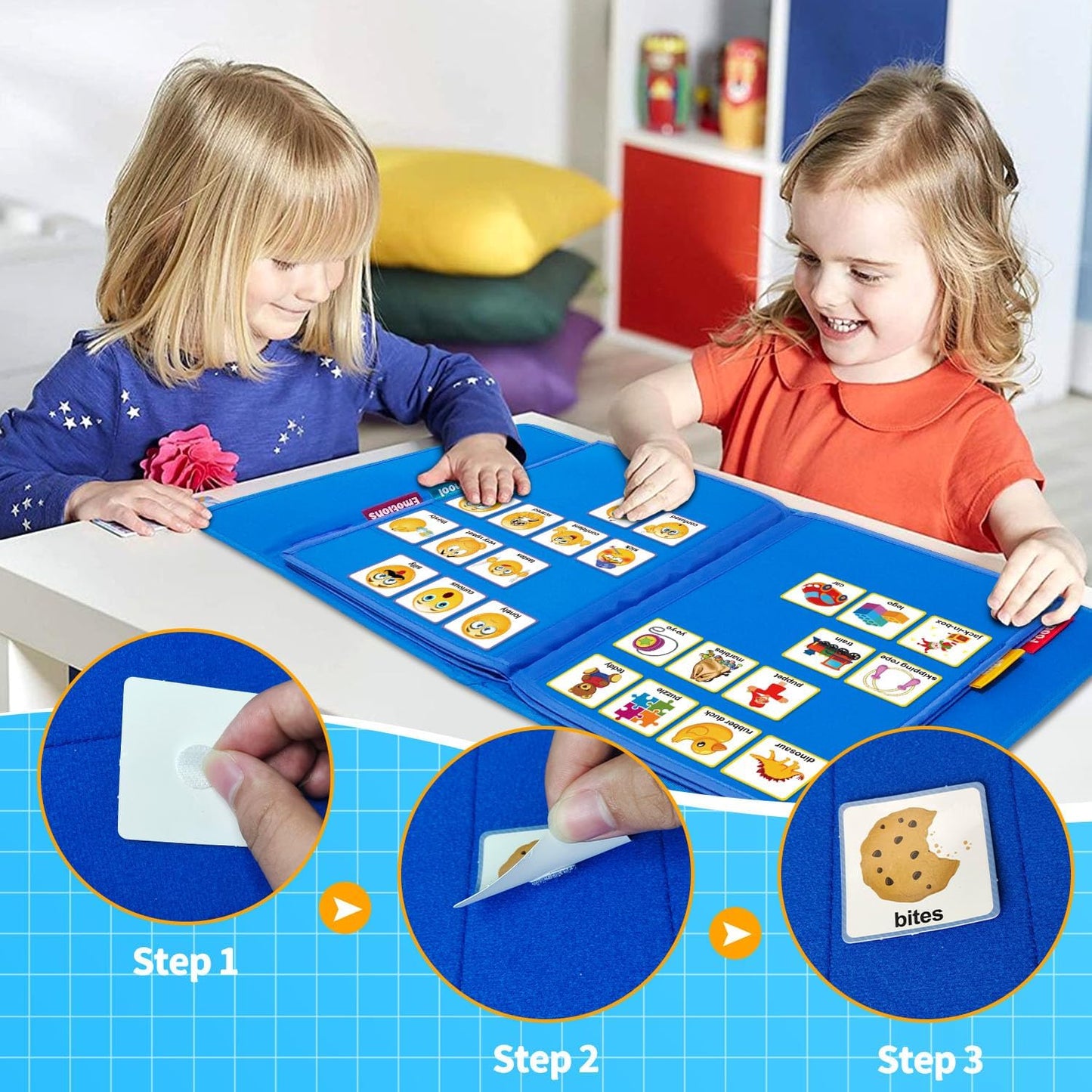 Boczif Visual Communication Book, Nonverbal Communication Board, Autism Language Vocabulary Learning Materials, Speech Articulation Therapy Cue Cards for Kids, Toddler Behavior Book for Home School
