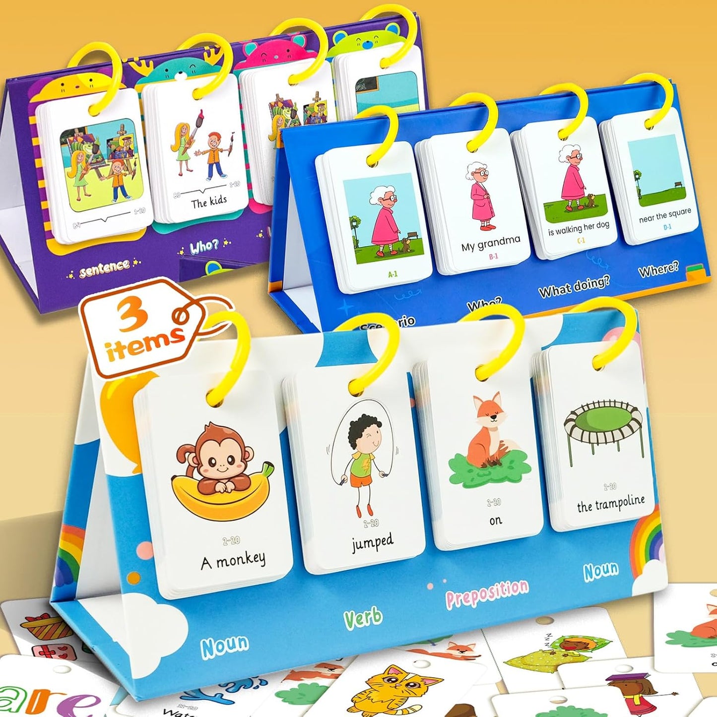 Flipping Calendar Set for Kids 3-10 - Learning Pocket Chart, Sentence Building Flash Cards, Kids Puzzle Games for Homeschool Classroom, Educational Gifts for Boys Girls (Sentence Building)