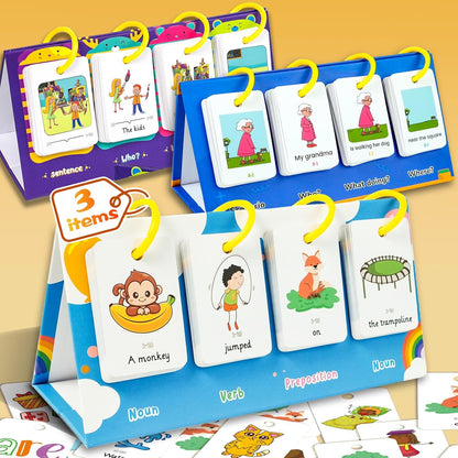 Flipping Calendar Set for Kids 3-10 - Learning Pocket Chart, Sentence Building Flash Cards, Kids Puzzle Games for Homeschool Classroom, Educational Gifts for Boys Girls (Sentence Building)