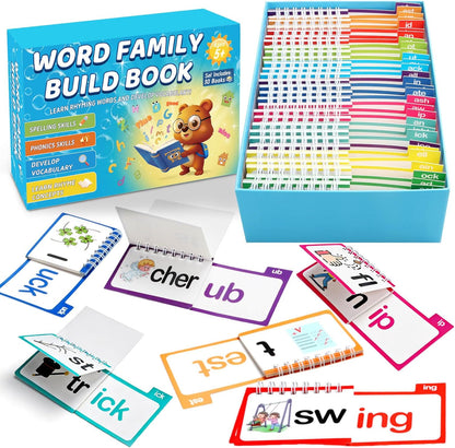 YOTOY 30 Read and Rhyme Flip Books, Word Family ABC Vocabulary Flashcards, Phonics Flash Cards, Kindergarten Sight Word - Learn to Read Activity Games, Toys for Kids Toddlers Ages 2 3 4 5 8 Years Old