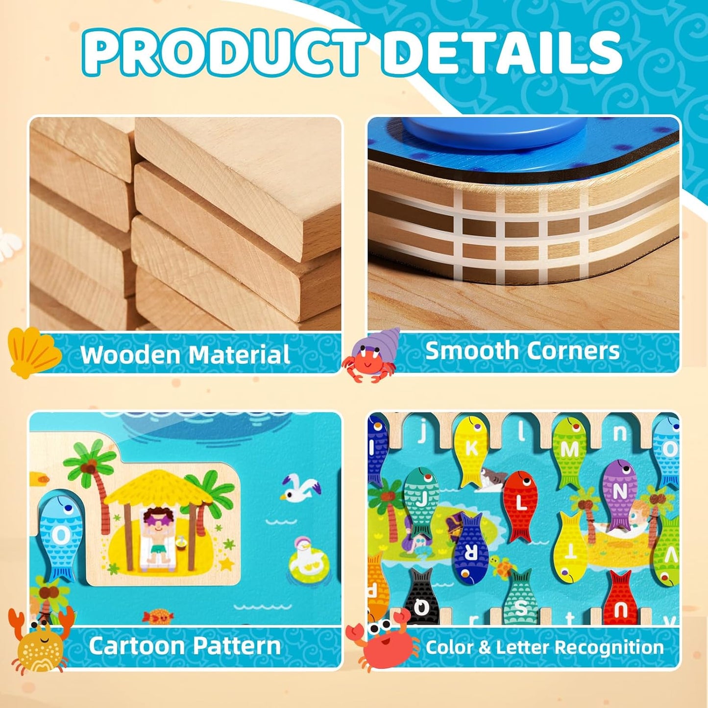 Magnetic Alphabet Maze Letter Puzzle Board, Montessori Toys Alphabet Puzzle for 2 3 4 5 Years Old, Fine Motor Skills Toys Magnet Fishing Game for Kids 3-5, Birthday Gift for Girls Boys