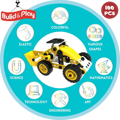 MOBIUS Toys 12-in-1 STEM Construction Kit - 152-Piece Building Set for Kids Ages 4-12 - Educational Engineering Toy for Boys & Girls to Build Cars, Trucks, Motorcycles & More, Creative Learning Gift