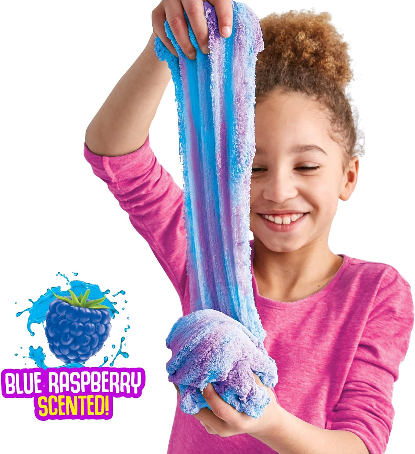 SLIMYSAND by Horizon Group USA, 1.5 Lbs of Stretchable, Expandable, Moldable Cloud Slime, Non Stick, Slimy Play Sand in A Reusable Bucket, Blue- A Sensory Activity , Light Blue