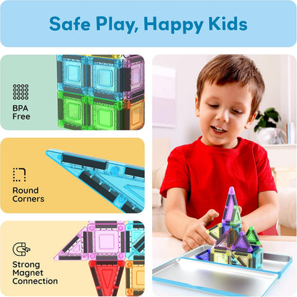 PicassoTiles Window and Door Clip On Magnetic Blocks Magnet Tiles Magnets Building Tile Construction Toy Set STEM Education Toys Learning Kit Stacking Block Playset Boys & Girls Age 3+ PT30