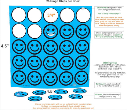 2500 Bingo Chips, Blue (1 of 3 Colors), 3/4", Counting Chips, Math Counter, Reusable or Disposable