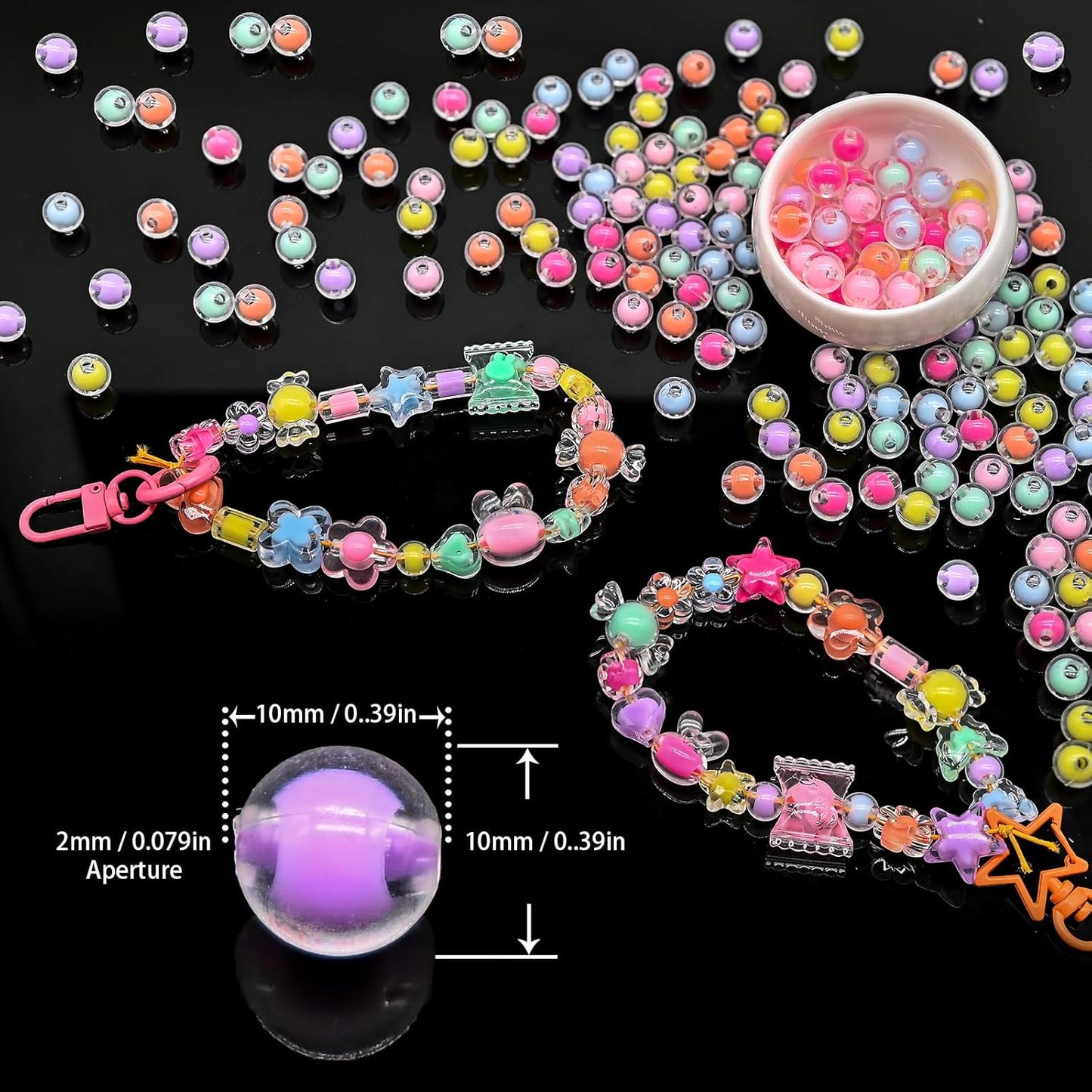 200g+ Candy Bulk Assorted Cute Kandi Beads for Jewelry Making, Bracelet Making Kit, Craft Supplies Charm Beads(Mixed II)