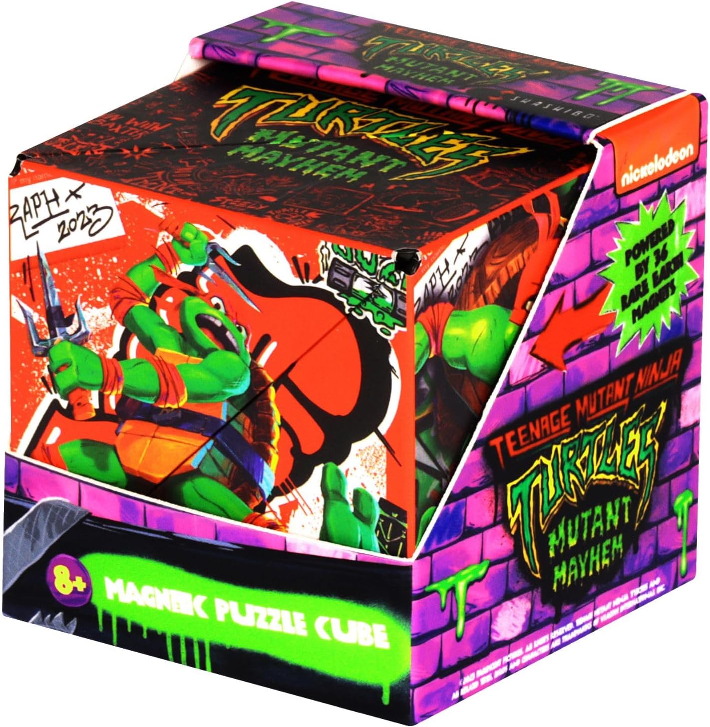 SHASHIBO Teenage Mutant Ninja Turtles Shape Shifting Box - STEM Magnetic Fidget Cube that Transforms Into Over 100 Shapes, Download Fun in Motion Toys Mobile App (Raphael)