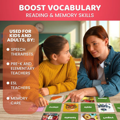 QUOKKA 104 Noun Flash Cards Set – Kids and Adults Vocabulary Builder for ABA Therapy, Early Childhood Education, and ESL Teaching – Picture Cards for Speech Therapy and Vocabulary Building Activities