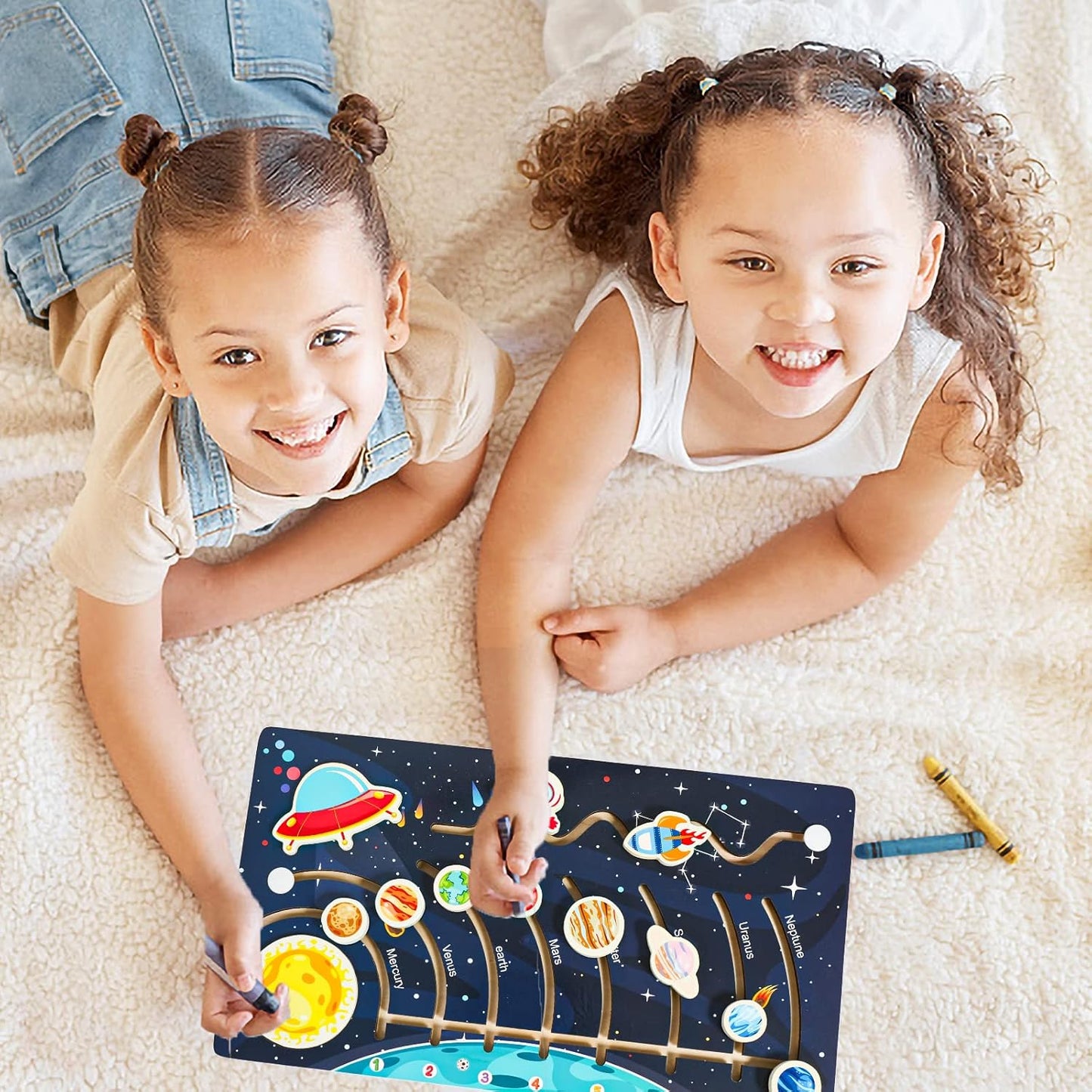 Zeoddler Solar System Puzzle for Kids 3-6, Wooden Space Toys, Planets for Kids, Preschool Learning Activities, Gift for Boys, Girls