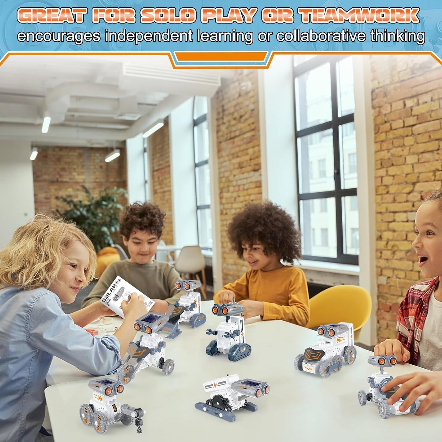 21 in-1 Solar Robot Building Kit STEM Gift for Kids 8-13, DIY Educational Science Robotics Toy Battery Solar Powered STEM Building Toy Set with 210 Pieces