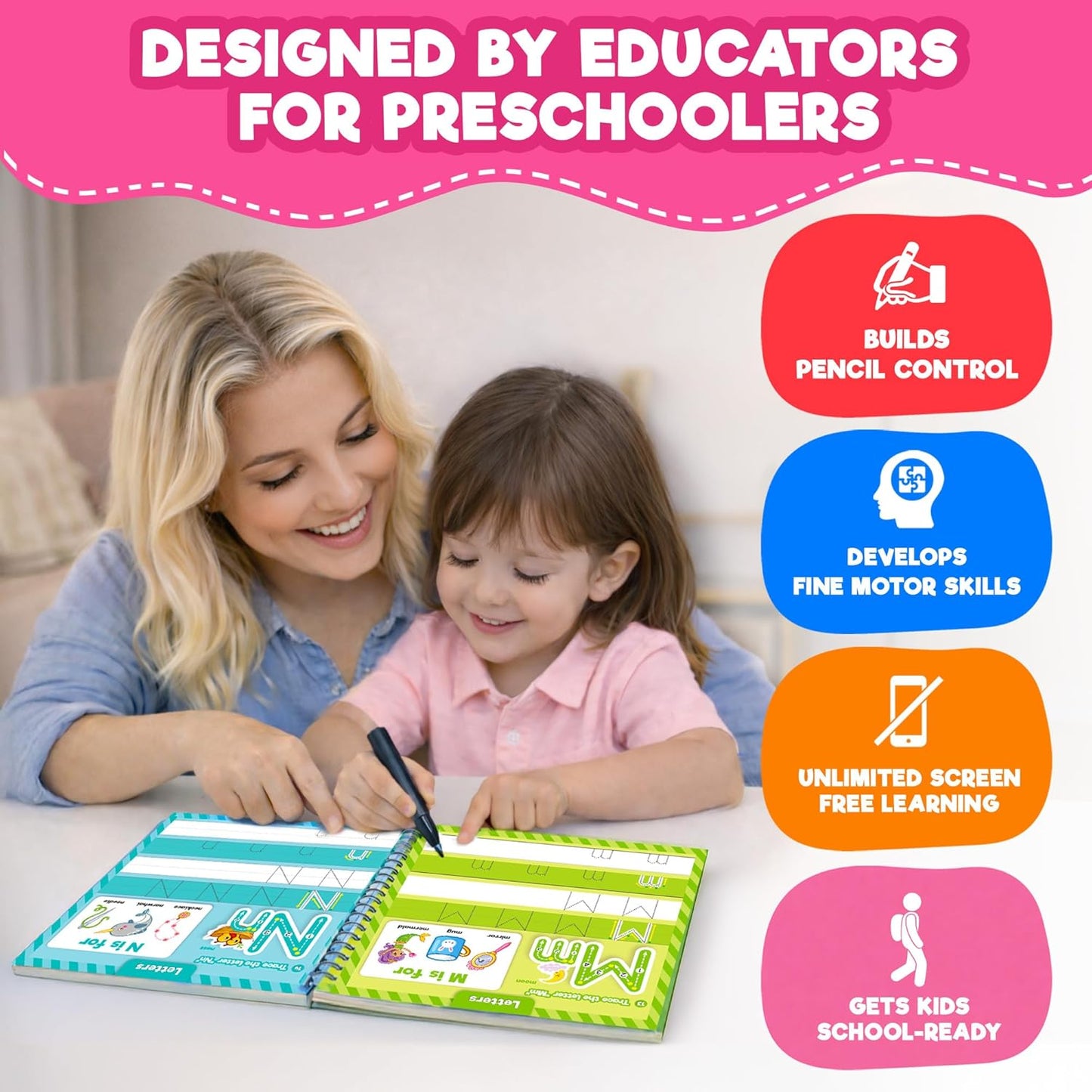 Doctor Jupiter Preschool Tracing Books for Kids Ages 3-5 | 100+ Wipe-Clean Learning Activities - Kindergarten Workbook with Lines, Shapes, Letters & Numbers | Educational Toys, Writing Practice