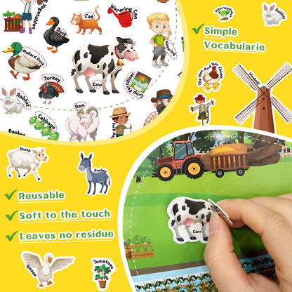 6 Sets Reusable Sticker Book for Toddlers 3-6, Jelly Sticker Books for Toddler, Travel Sticker Activity Toys for Kids 3 4 5 6 Years Old Girls & Boys