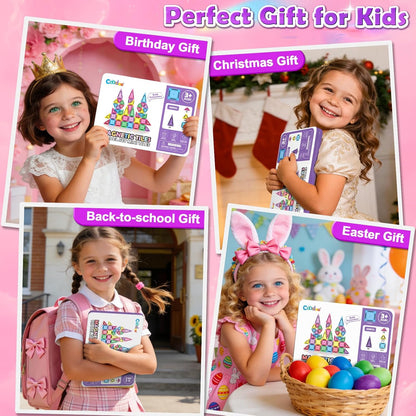 Magnetic Tiles Mini Travel Toys Set for Kids, Magnetic Blocks Building Toy Preschool Classroom Must Haves, Montessori Sensory Outdoor Kids Toys for Toddlers 3+ Year Old Girls Boys Travel Essential