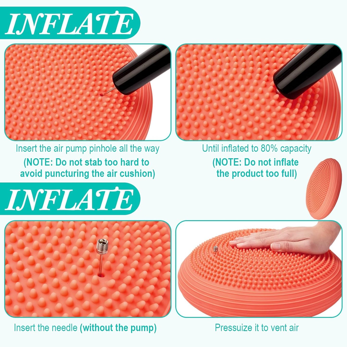 Libima 4 Pcs Wiggle Seat Inflated Wobble Cushion for Sensory Kid 13 Inches Balance Disc Flexible Seating for Classroom Sensory Pad for Chair Wiggle Cushion