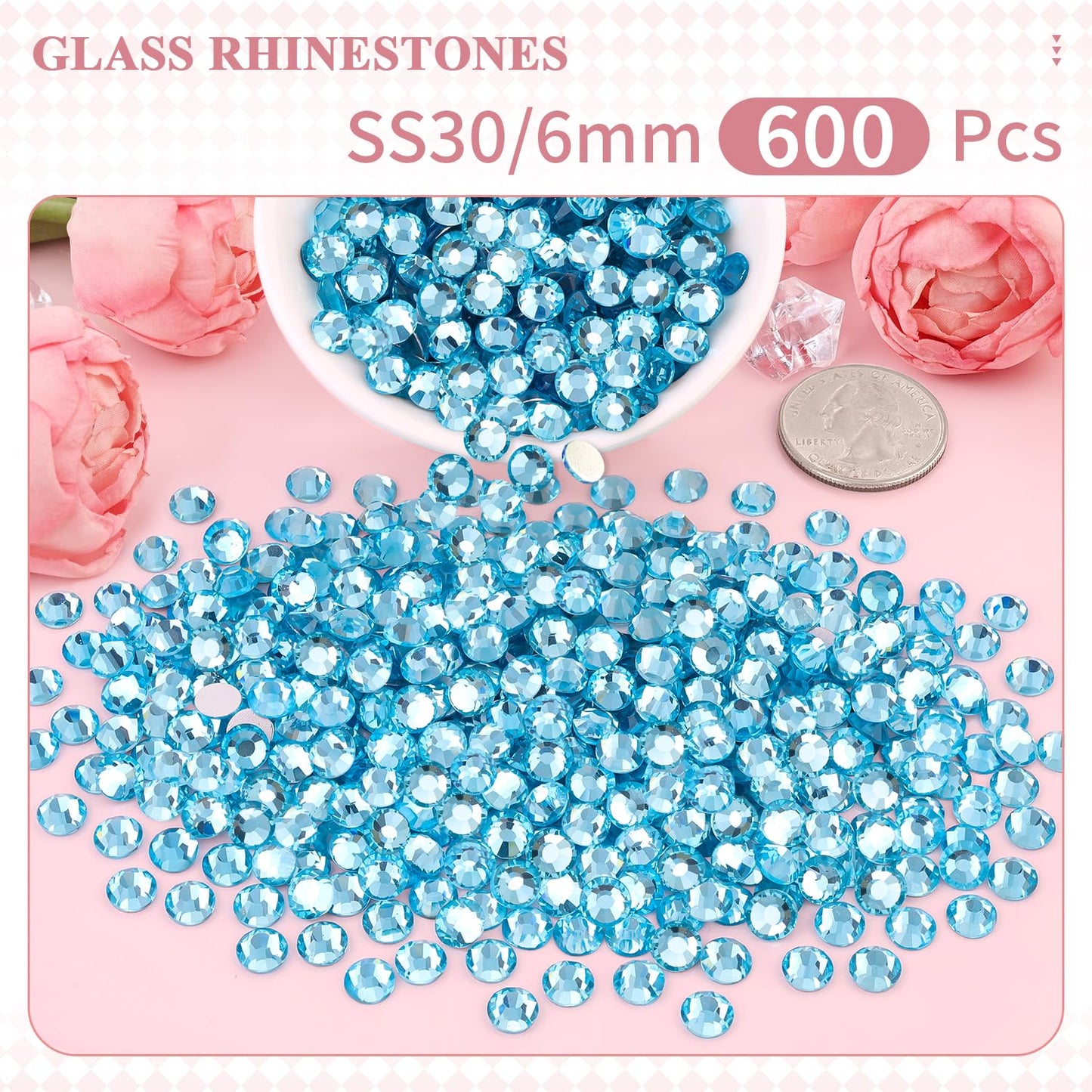 5000PCS SS6/2mm Glass Crystal Rhinestones (Clear), Bedazzling Flatback Rhinestones for Crafting DIY Crafts Nail Art Makeup Decoration, Gems Diamond Charms for Tumbler Shoes Clothing Mug