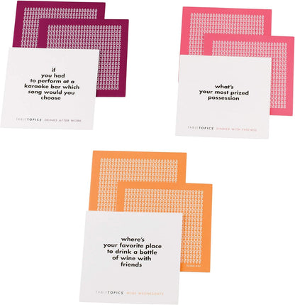 TableTopics Friends Conversation Pack Card Game - 120 Fun Conversation Starter Cards for Adult Parties, Friends’ Game Nights, or Girls’ Nights, Getting to Know You Questions, Boxed Set of 3 Topics