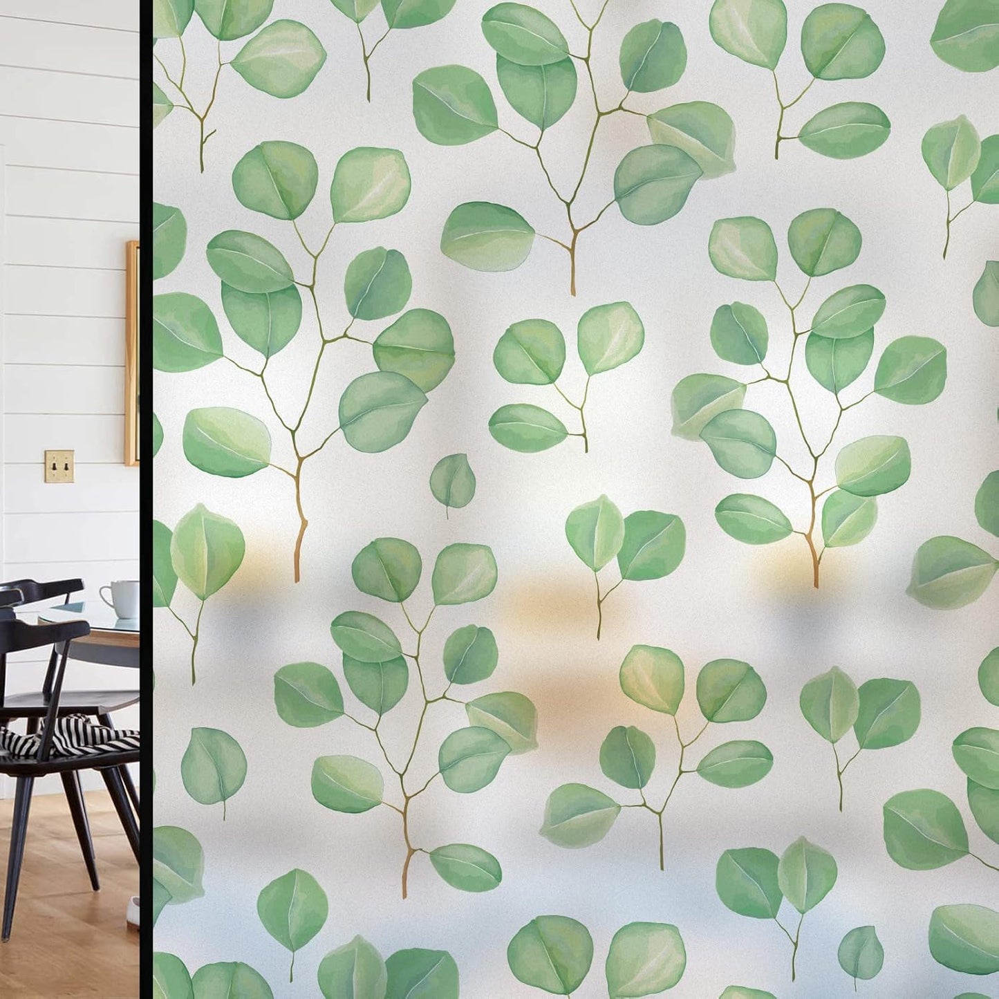 Leaf Pattern Window Tint with Installation Tools, Blackout Window Cover, Sun Blocking Window Tint for Home (Full Blackout Opaque, 17.7'' x 78.7'')