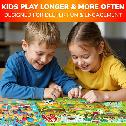 QUOKKA 100 Piece Puzzles for Kids Ages 4-6 - 4 Jigsaw Puzzles for Kids Ages 6-8 - Search and Find Game with Animals, Dinosaurs for Childrens 5-8 - Learning Educational Toys for Boys and Girls 8-11
