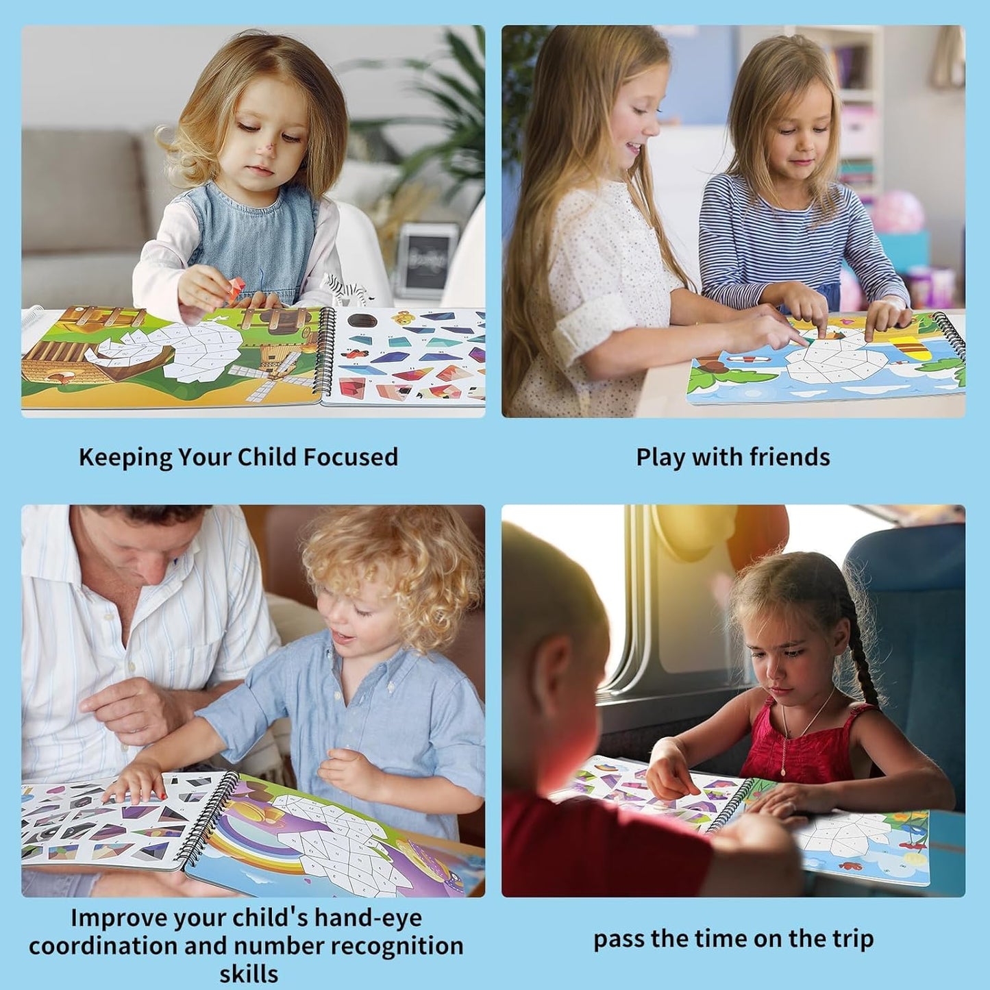 Kalysky Dinosaur and Ocean Animal Scene Sticker Book for Kids Ages 4-12, Search and Find Sticker Activity Book–Travel Toys for Toddlers, Airplane & Road Trip Games, Educational Fun