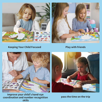Kalysky Dinosaur and Ocean Animal Scene Sticker Book for Kids Ages 4-12, Search and Find Sticker Activity Book–Travel Toys for Toddlers, Airplane & Road Trip Games, Educational Fun