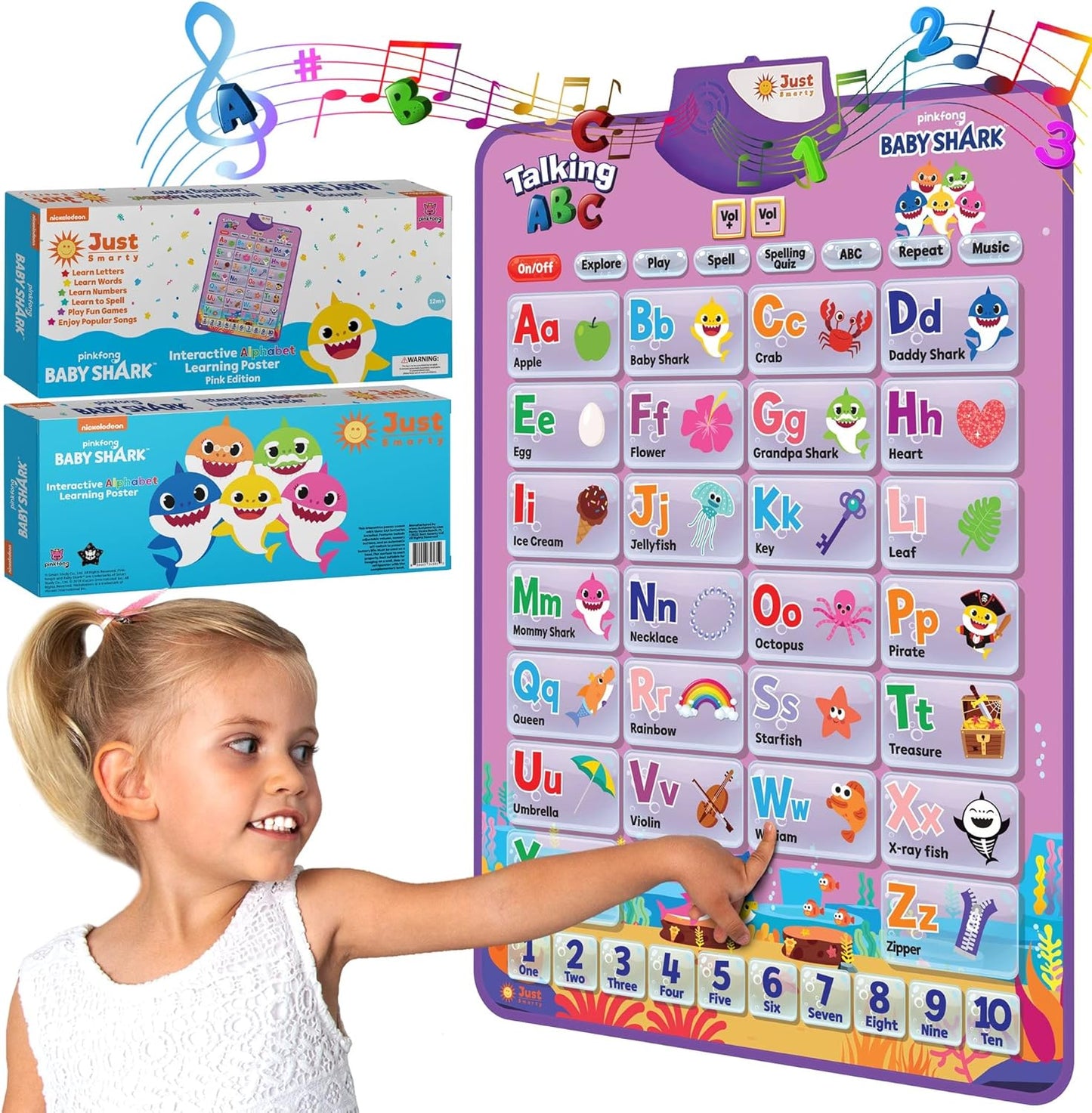 Just Smarty Alphabet Wall Chart for Toddlers 1-3 | ABCs & 123s Kids Learning Toy | Educational Gift for Infant Ages 1 2 3 4 5 | Speech Therapy for Kids 1-3 | Autism Toys for Toddlers 3-4