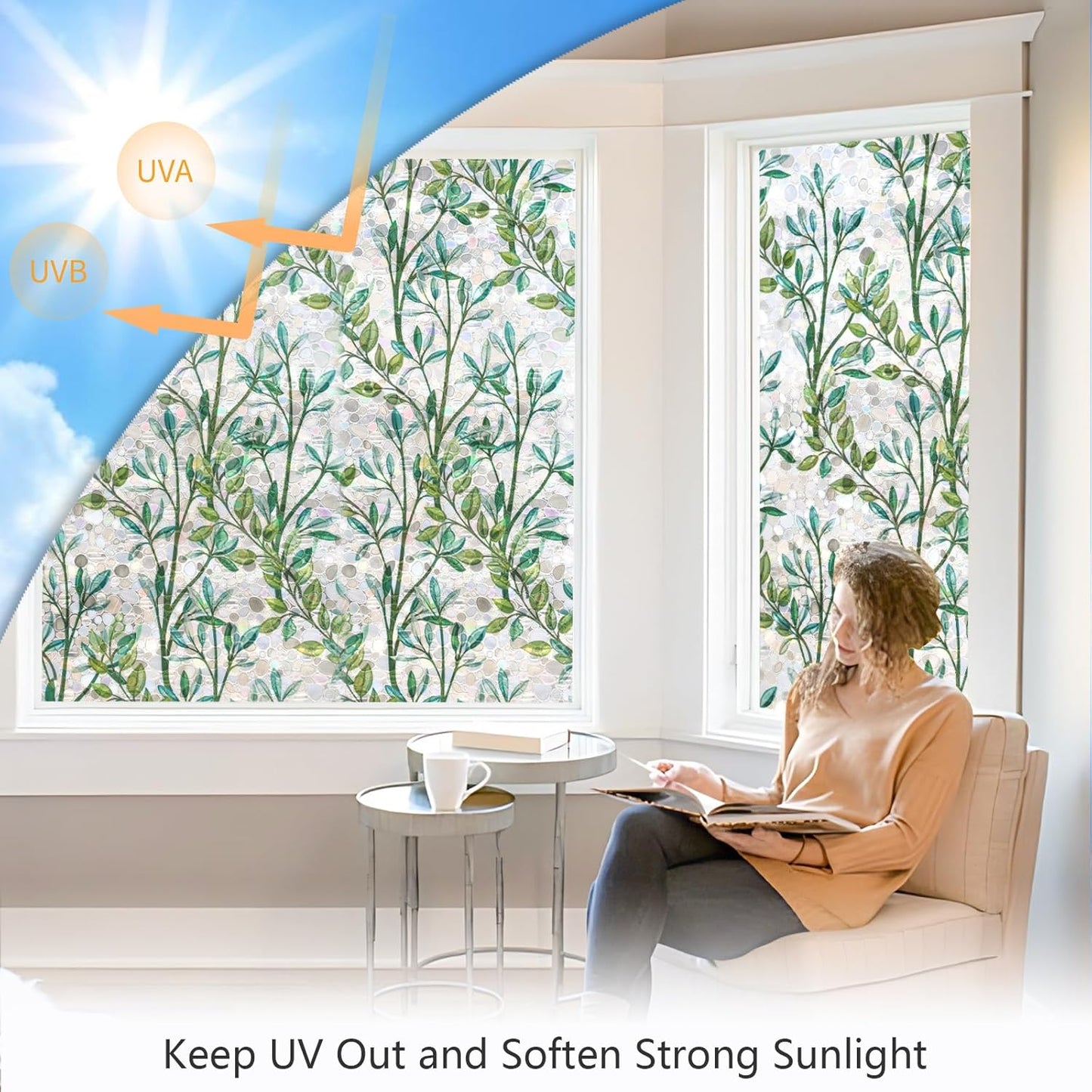 LEMON CLOUD Window Film, Decorative Window Privacy Film, Window Film Privacy Static Cling Frosted, Anti-UV Sun Blocker Heat Control for Home(Grayish Black, 17.5 x 78.7 inches)
