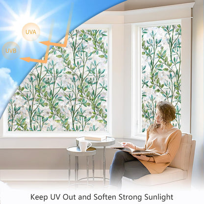 LEMON CLOUD Window Film, Decorative Window Privacy Film, Window Film Privacy Static Cling Frosted, Anti-UV Sun Blocker Heat Control for Home(Grayish Black, 17.5 x 78.7 inches)