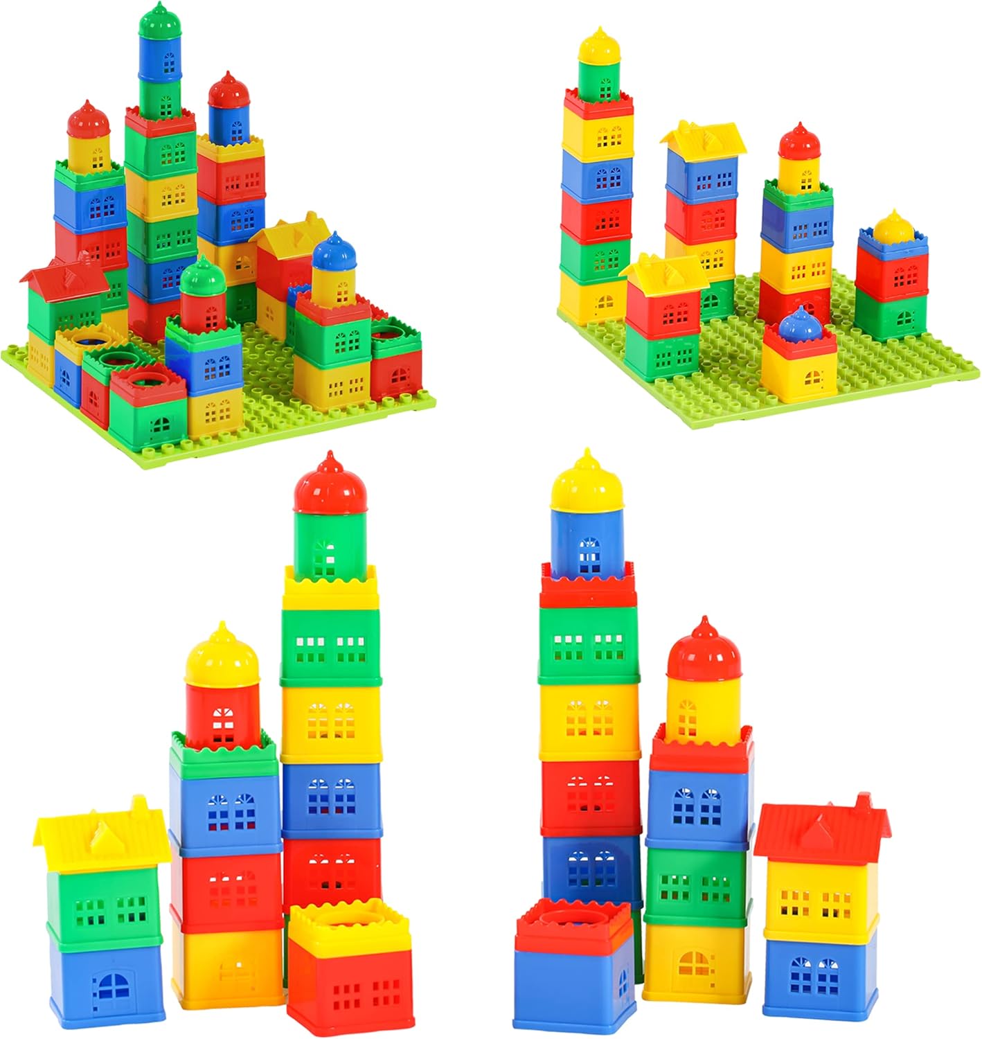 KUTOI Toddler Building Blocks for Kids Ages 4-8, Toddler Blocks Stacking Toys, Fun House Big Blocks Building Sets with 10” x 10” Baseplate, Educational Daycare Toys