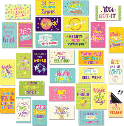 Xuhal 60 Pcs Inspirational Magnets Bulk Rectangle Positive Affirmation Magnets Decals Decorative Inspiring Quotes Fridge Magnetic Stickers for Adults Students Team Motivational Gifts (Classic)