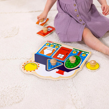 Melissa & Doug Pet Animals Jumbo Knob Puzzle, Wooden Peg Puzzle for Toddlers, Educational Toy for Shape Recognition and Fine Motor Skills, Ages 1+