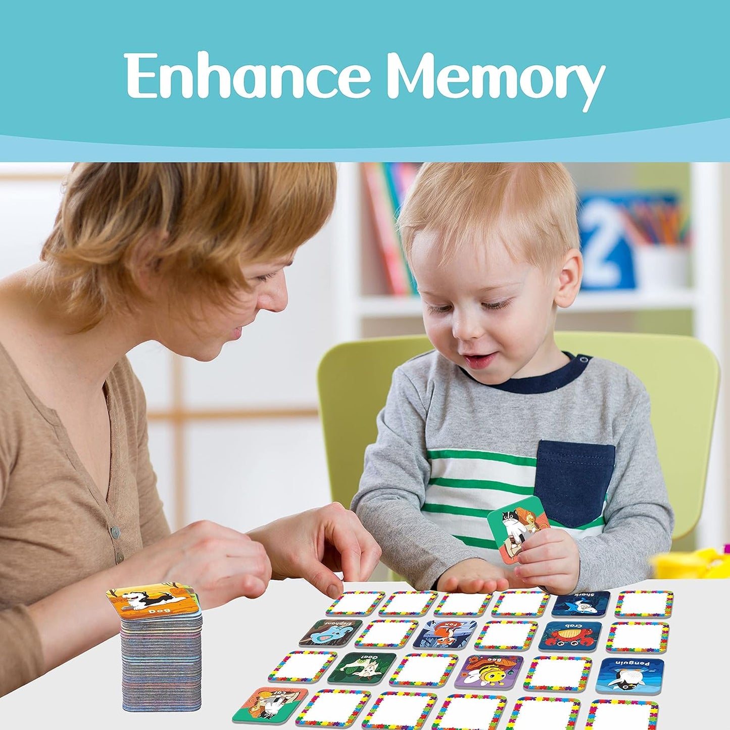 Memory Matching Game, 72 PCS Sight Words Matching Cards for Kids, 36 Pairs Memory Cards, Educational Toy for Children to Learn Sight Words 5+ Years Old