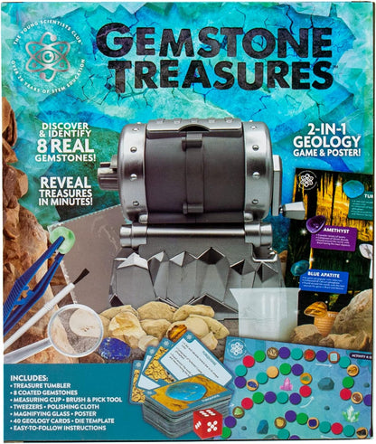 The Young Scientists Club Gemstone Treasures, Tumble & Polish Your Own Gemstones, DIY Rock Tumbler, Collect & Identify Gems, Great STEM Kit for Kids Ages 6, 7, 8, 9, Multi