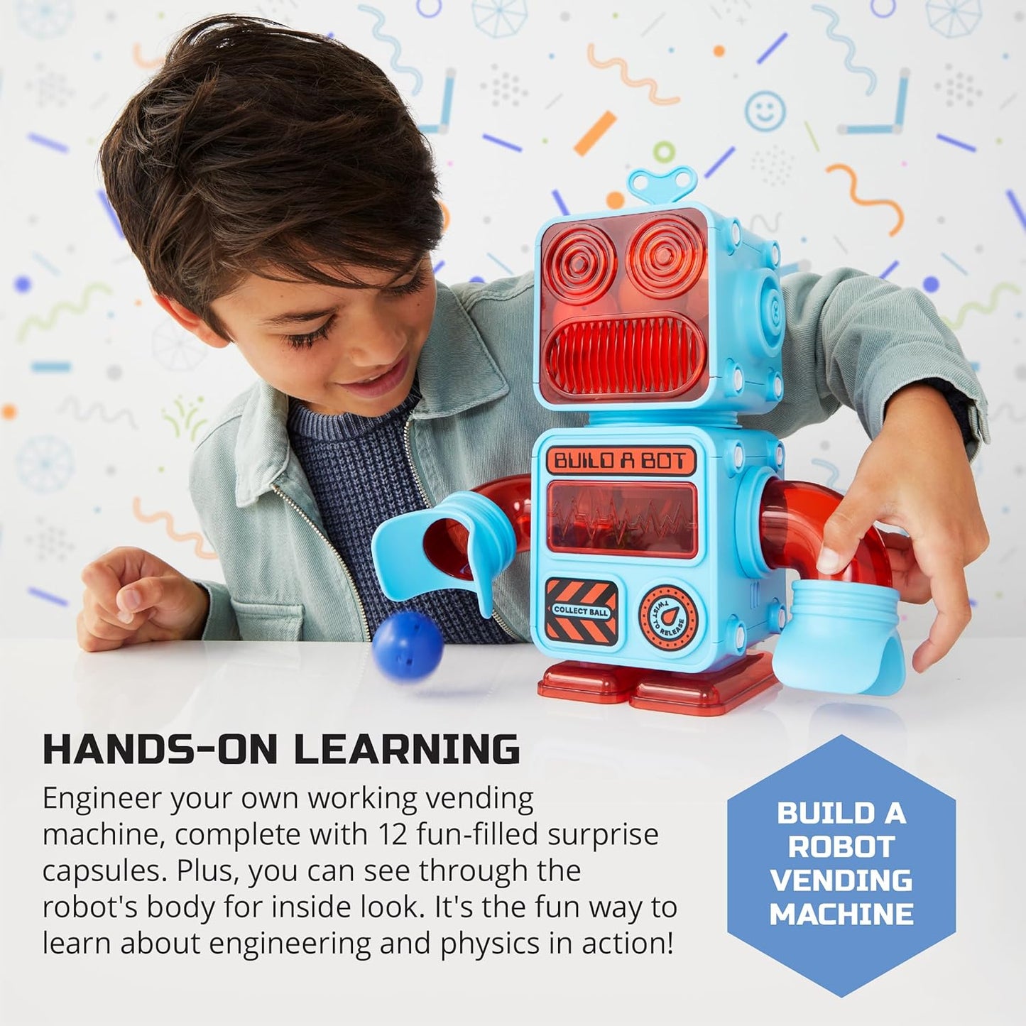 Discovery DIY Prize-Pod Robot Kit, 52-Piece Vending Machine Building Set, 12 Transforming Capsules, Educational Science Experiment, Engineering STEM Project, Robotics Toy Gift Kids Age 8+