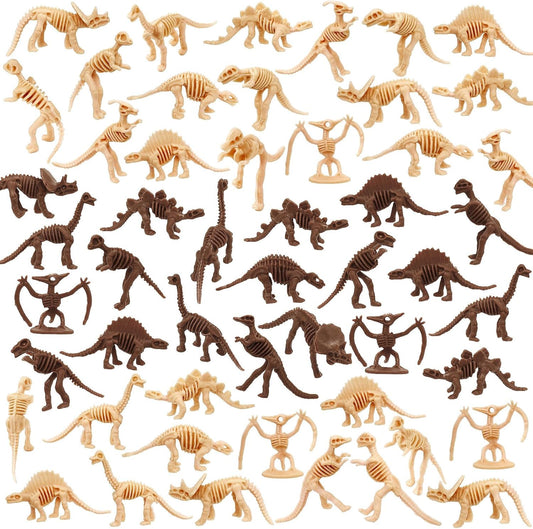 60 PCS Dinosaur Fossil Skeletons, Assorted Dinosaur Skeleton Toys Figures, Dino Bones for Science Play Dino Sand Dig Party Favor Decorations