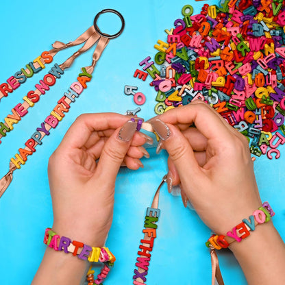 300+ Pieces 9x12mm Big Large Alphabet Letter Beads Charms A-Z Mixed Plastic Shape Loose Bead for Jewelry Making Bracelets Necklaces Key Chains (Classic Solid Colors)