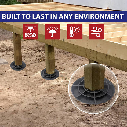 USA Made Pier Pads 10" Deck Blocks (1-Pack) – Heavy-Duty Footings for Stable Post & Beam Support – No Digging Required – 100% Recycled Plastic – Eco-Friendly Design