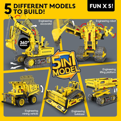 aukfa Excavator Robot Building Toys for Boys, STEM Projects for Kids Ages 8-12, Remote & APP Control Stem Kits Learning Educational Building Kit Dinosaur Robot Toy Gifts for Boys Girls (555 Pieces)