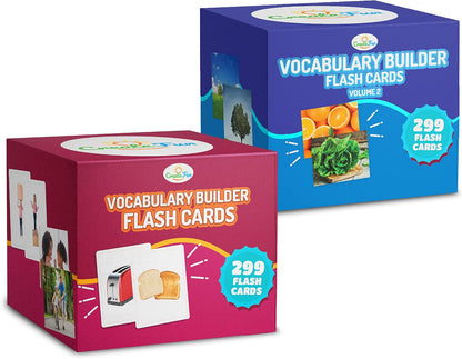 299 Vocabulary Builder Flash Cards, Educational Photo Cards for Home, Speech Therapy Materials, ESL Teaching Materials Includes Emotions, Matching Go Togethers, Nouns, Opposites, Prepositions, Verbs