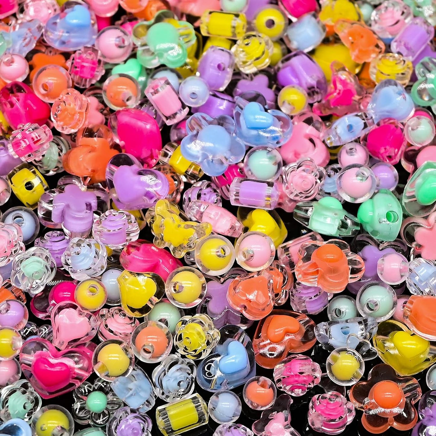 200g+ Candy Bulk Assorted Cute Kandi Beads for Jewelry Making, Bracelet Making Kit, Craft Supplies Charm Beads(Mixed II)
